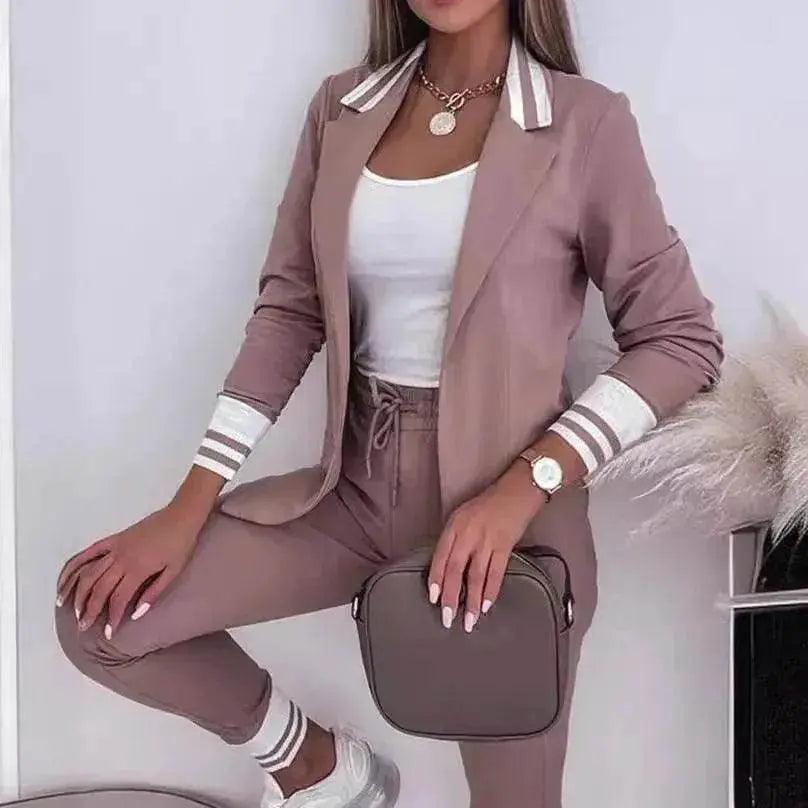 Veste de costume à manches longues Pantalon à cordon Costume décontracté - EX-STOCK Canada