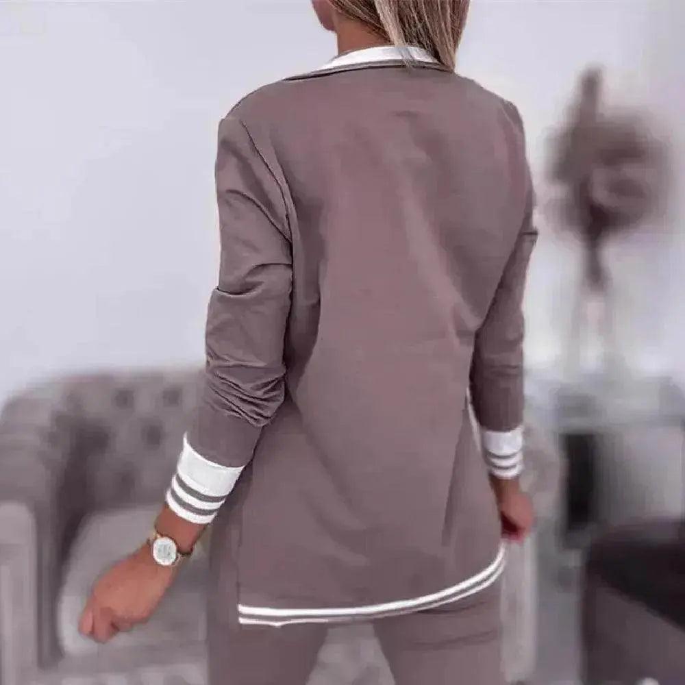 Long Sleeve Suit Coat Drawstring Pants Casual Suit - EX-STOCK Canada