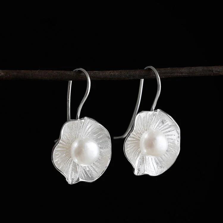 Lotus Stud Earrings Flower Pearl Earrings EX-STOCK Canada