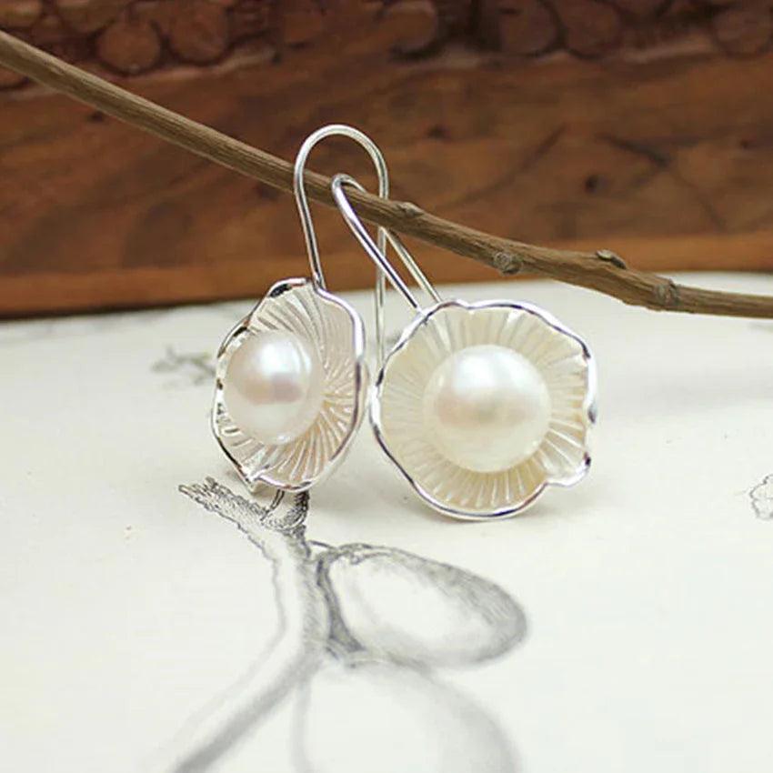Lotus Stud Earrings Flower Pearl Earrings EX-STOCK Canada