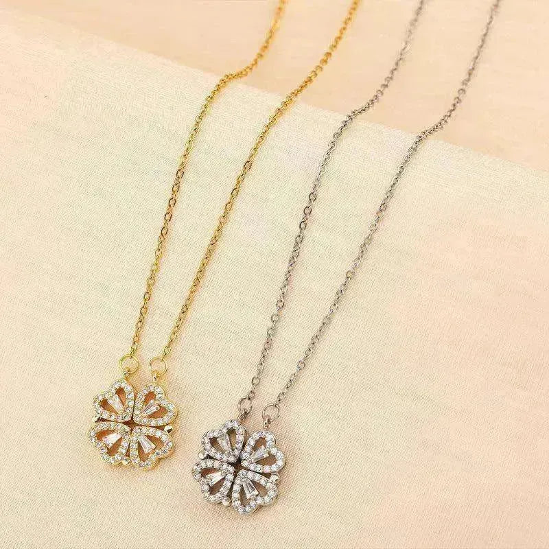 Collier de trèfle à quatre feuilles en acier titane de luxe - EX-STOCK CANADA