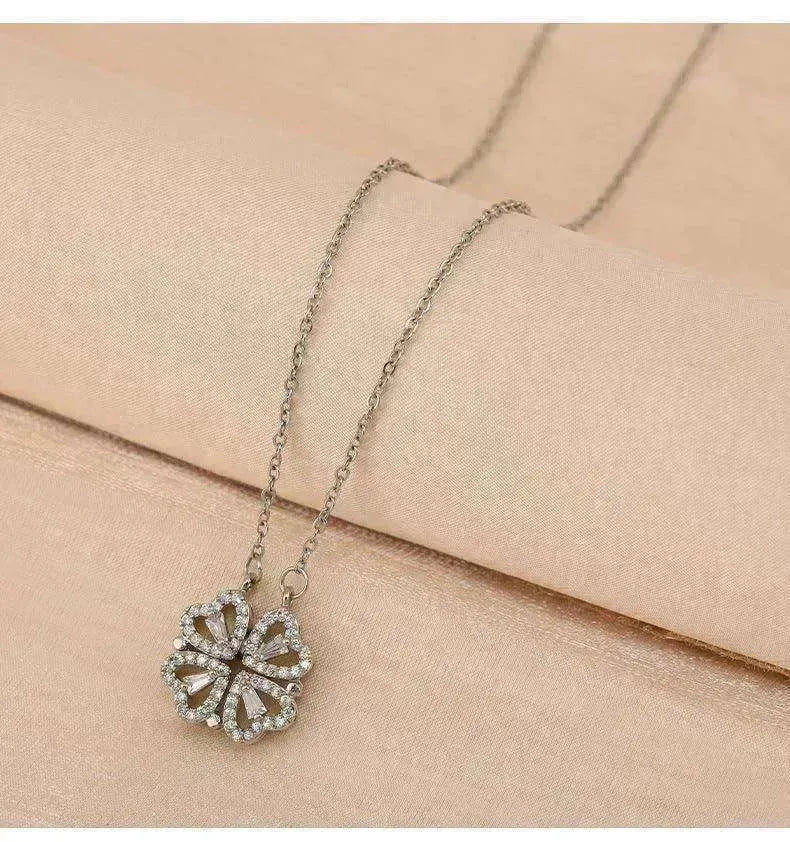 Collier de trèfle à quatre feuilles en acier titane de luxe - EX-STOCK CANADA