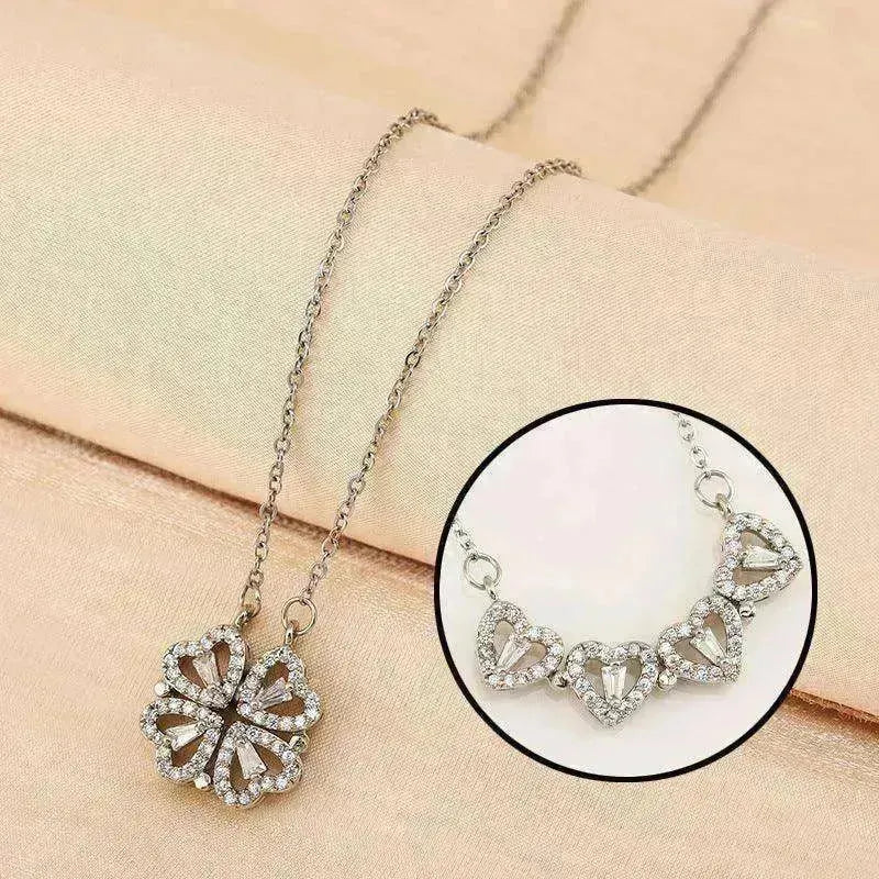 Collier de trèfle à quatre feuilles en acier titane de luxe - EX-STOCK CANADA