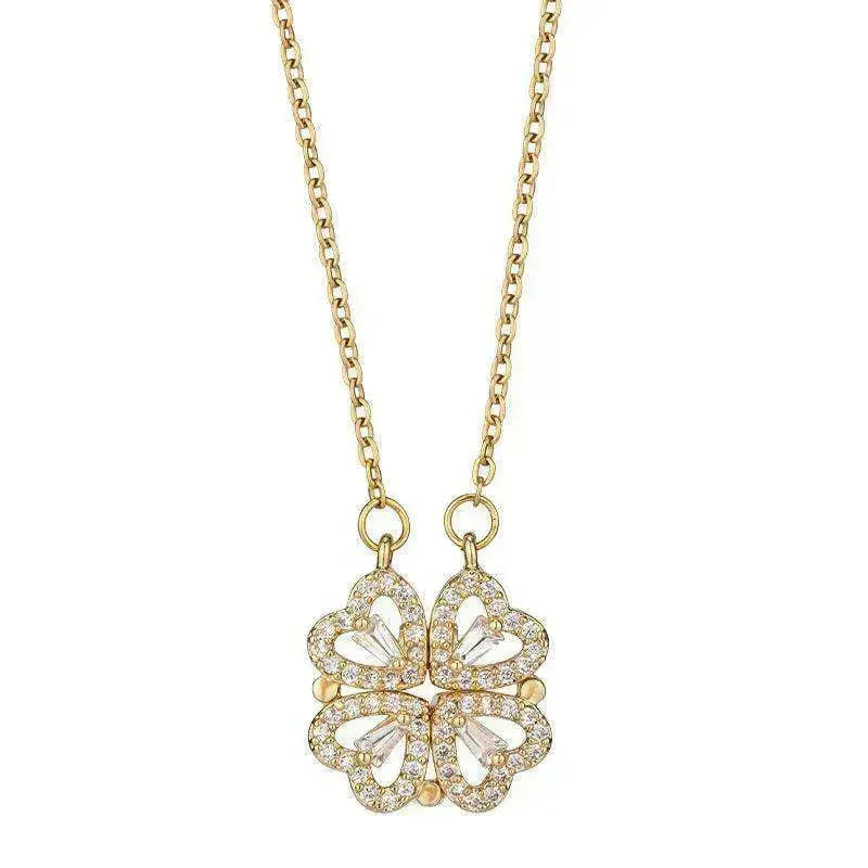 Collier de trèfle à quatre feuilles en acier titane de luxe - EX-STOCK CANADA