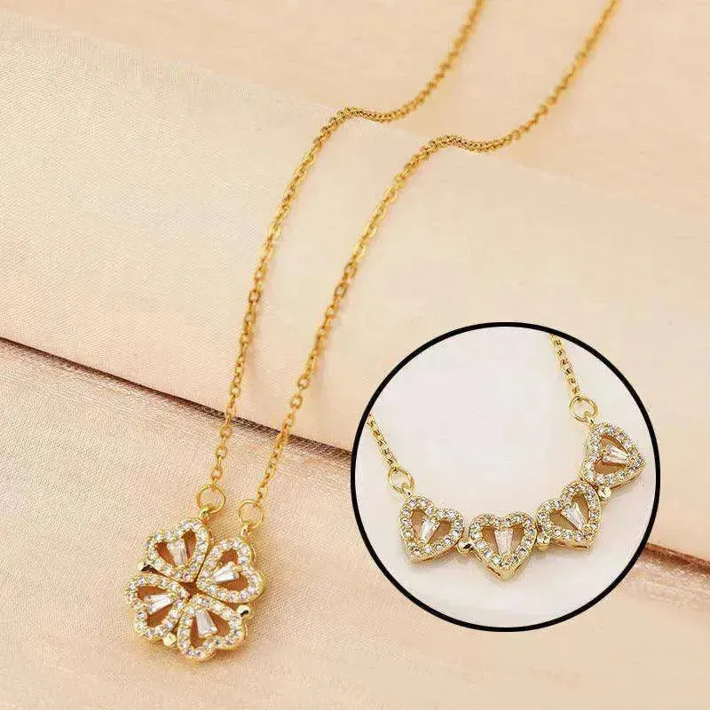 Collier de trèfle à quatre feuilles en acier titane de luxe - EX-STOCK CANADA