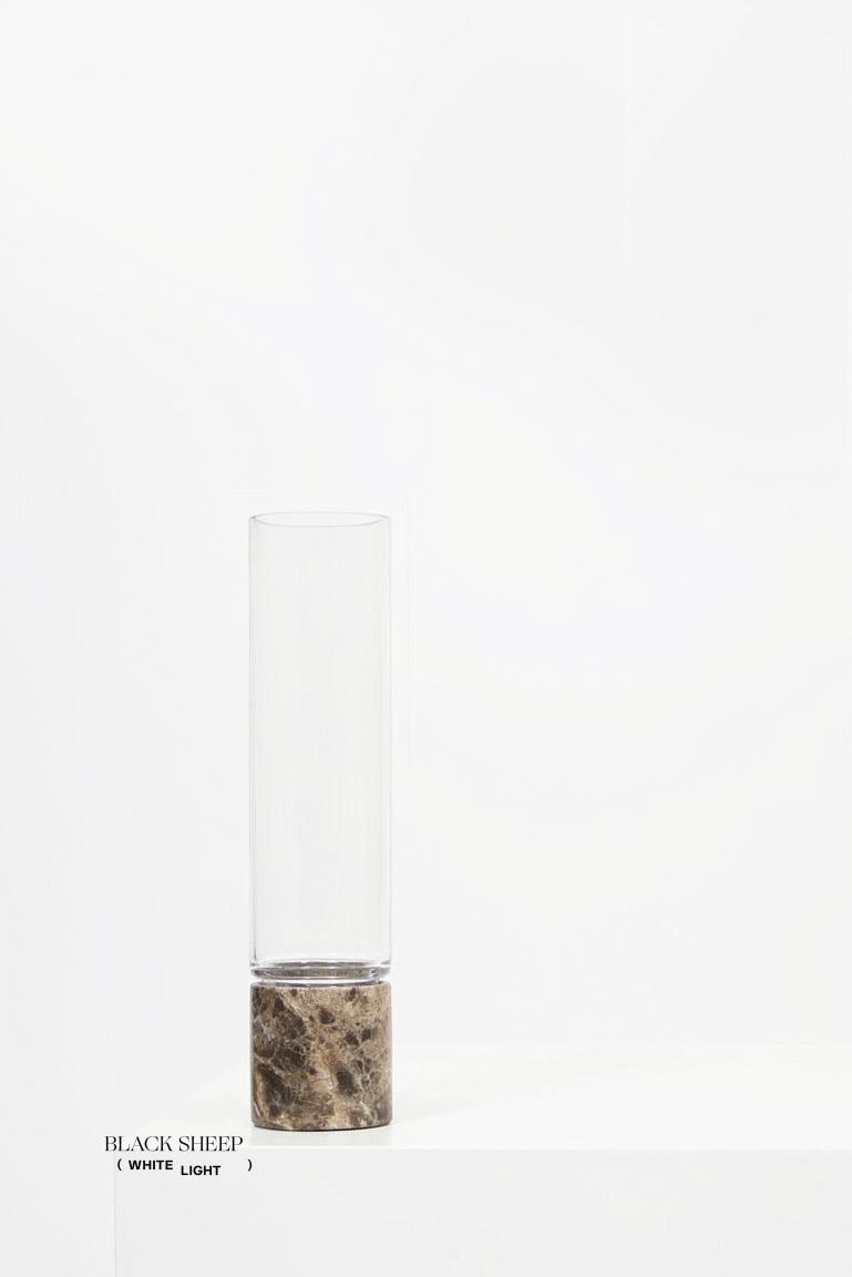 Dark Emperador Marble and Glass Vase and Hurricane EX-STOCK Canada