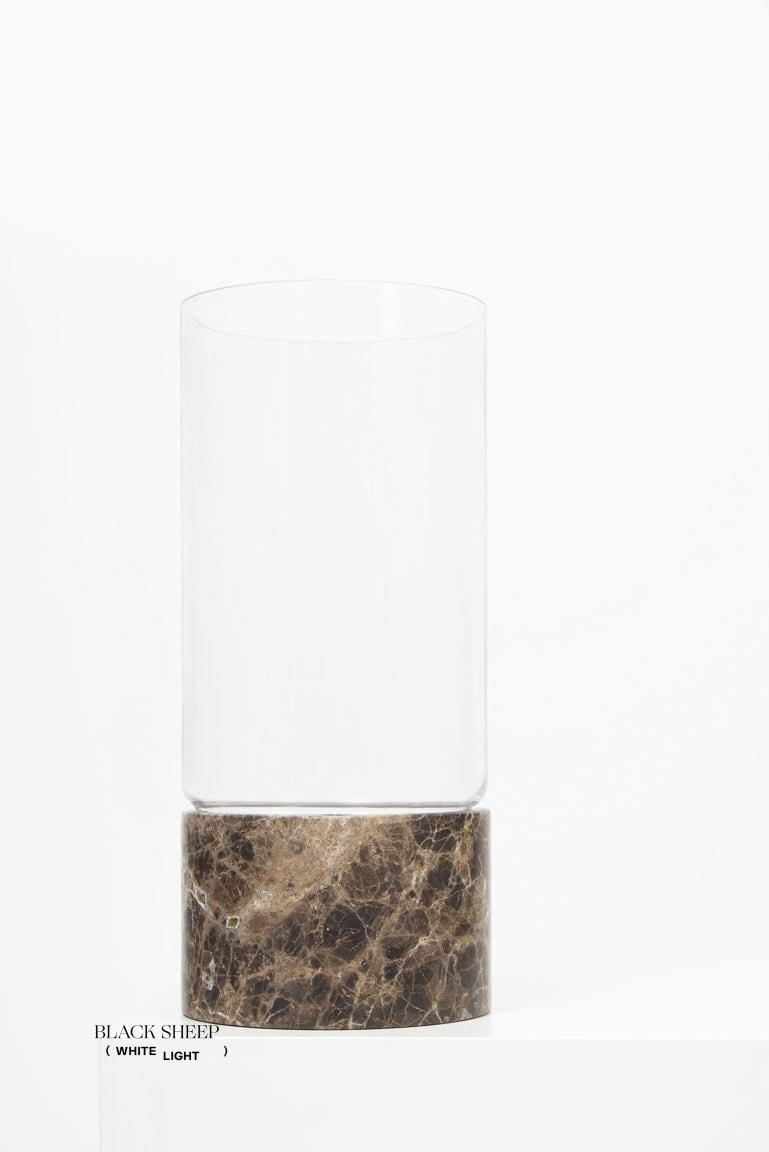 Dark Emperador Marble and Glass Vase and Hurricane EX-STOCK Canada