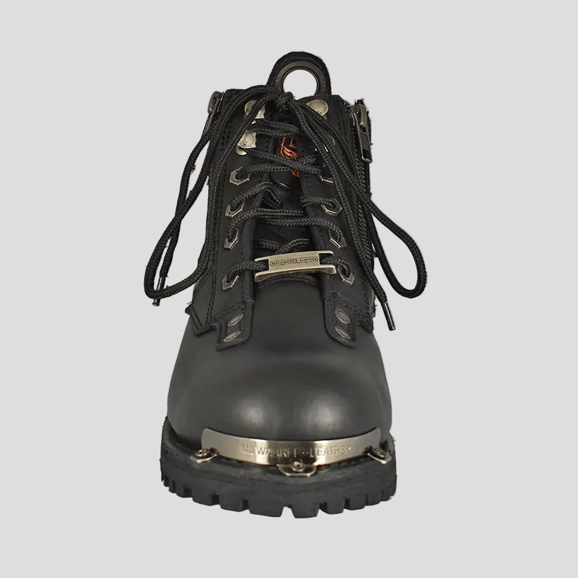 Bottes de moto pour hommes Milwaukee Leather à double fermeture éclair et lacets de 6 pouces