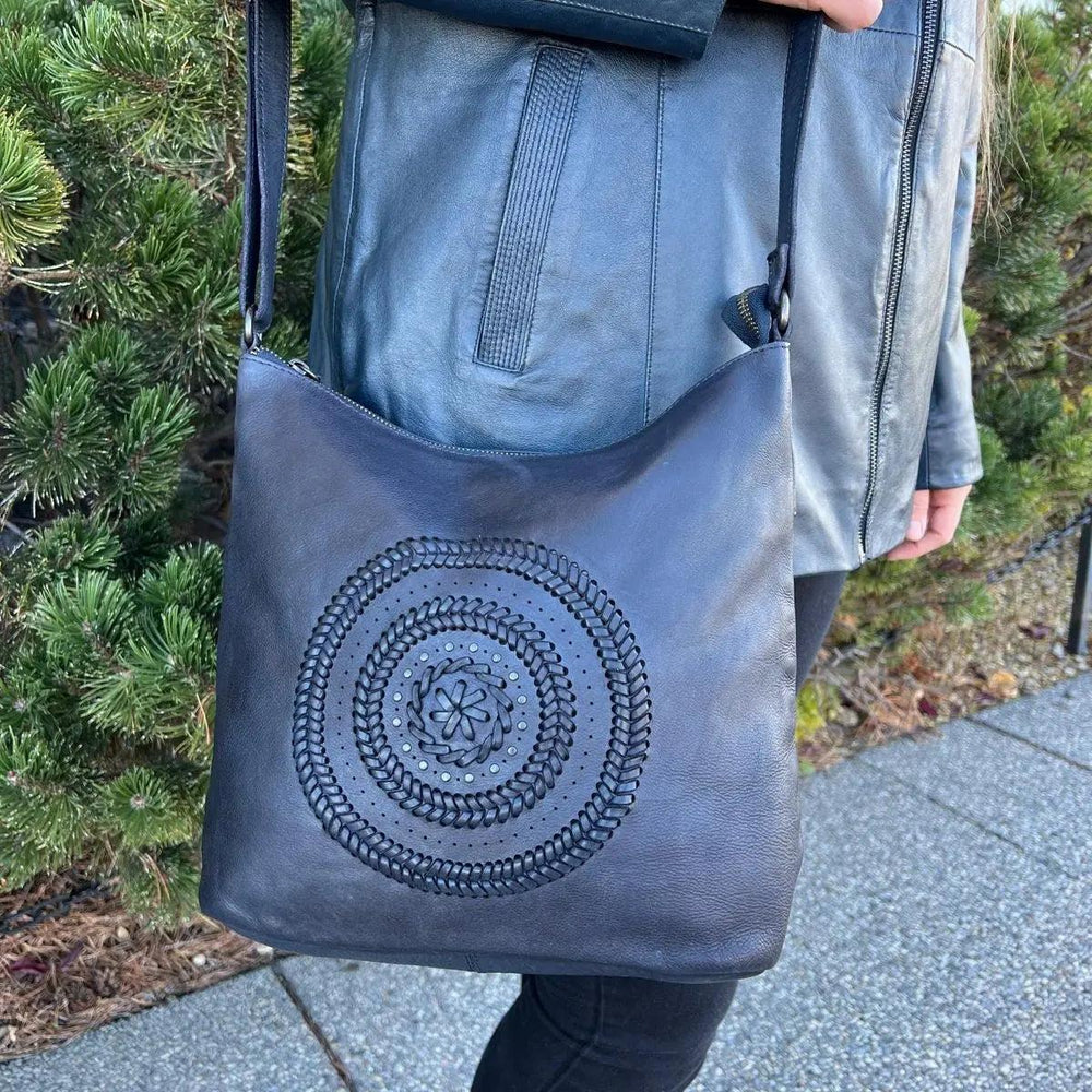 MET Floral Stitch Leather Tote with Adjustable Strap EX-STOCK Canada