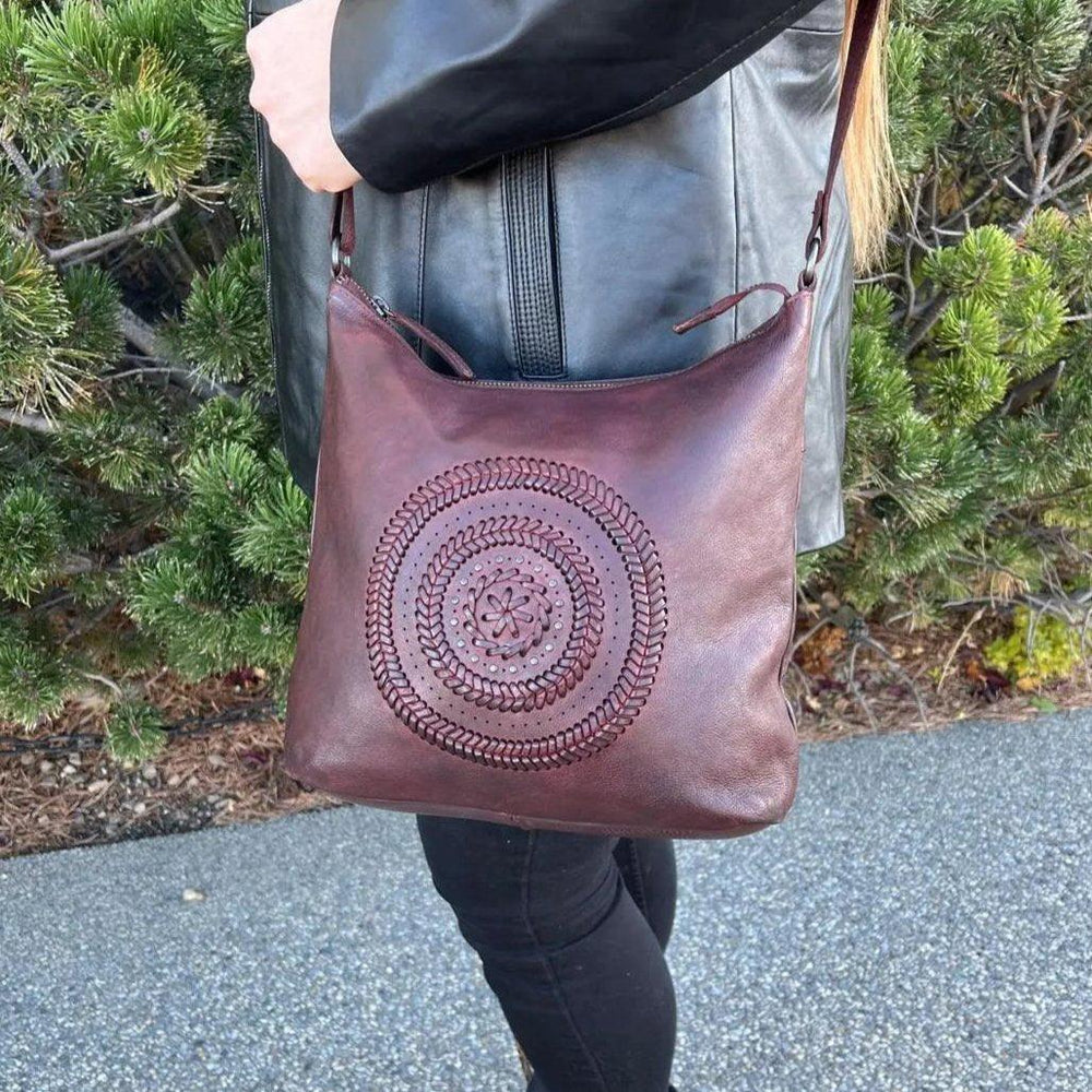MET Floral Stitch Leather Tote with Adjustable Strap EX-STOCK Canada