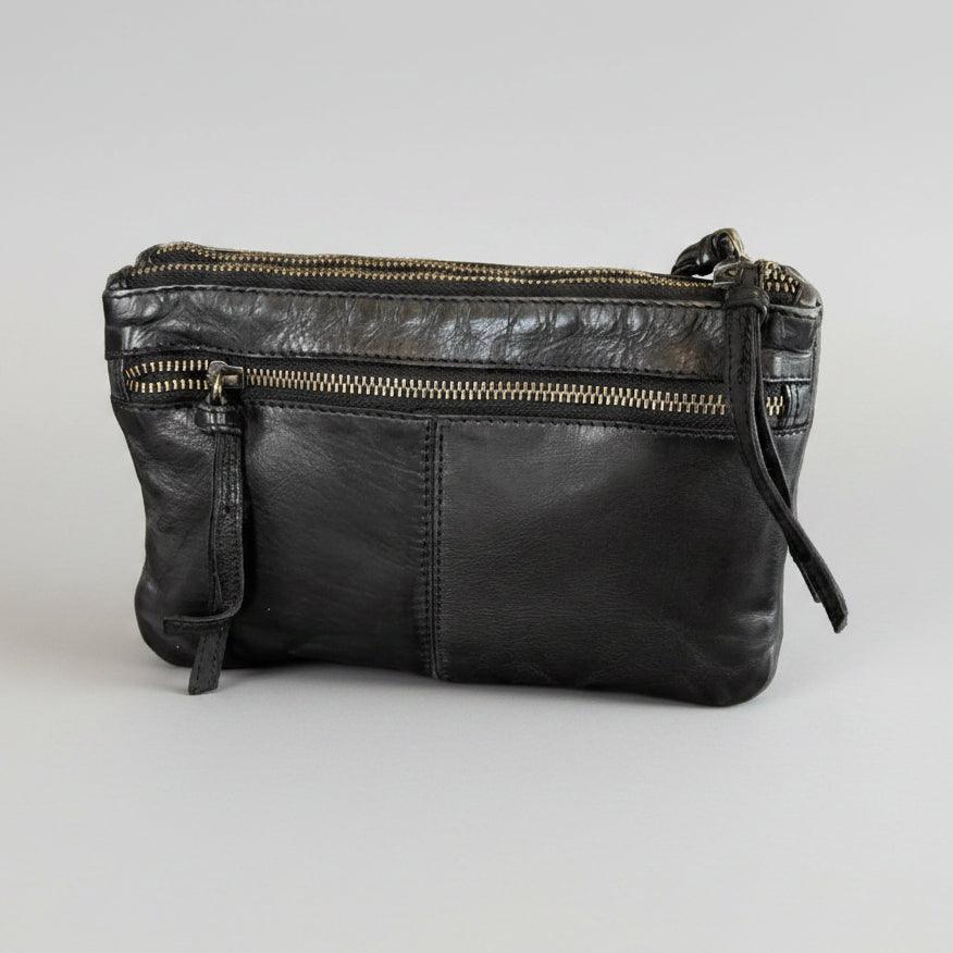 Borsa a travola in pelle MET con doppie tasche frontali con cerniera