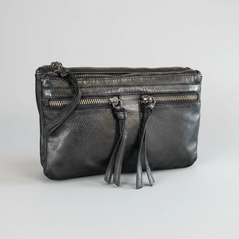 Borsa a travola in pelle MET con doppie tasche frontali con cerniera