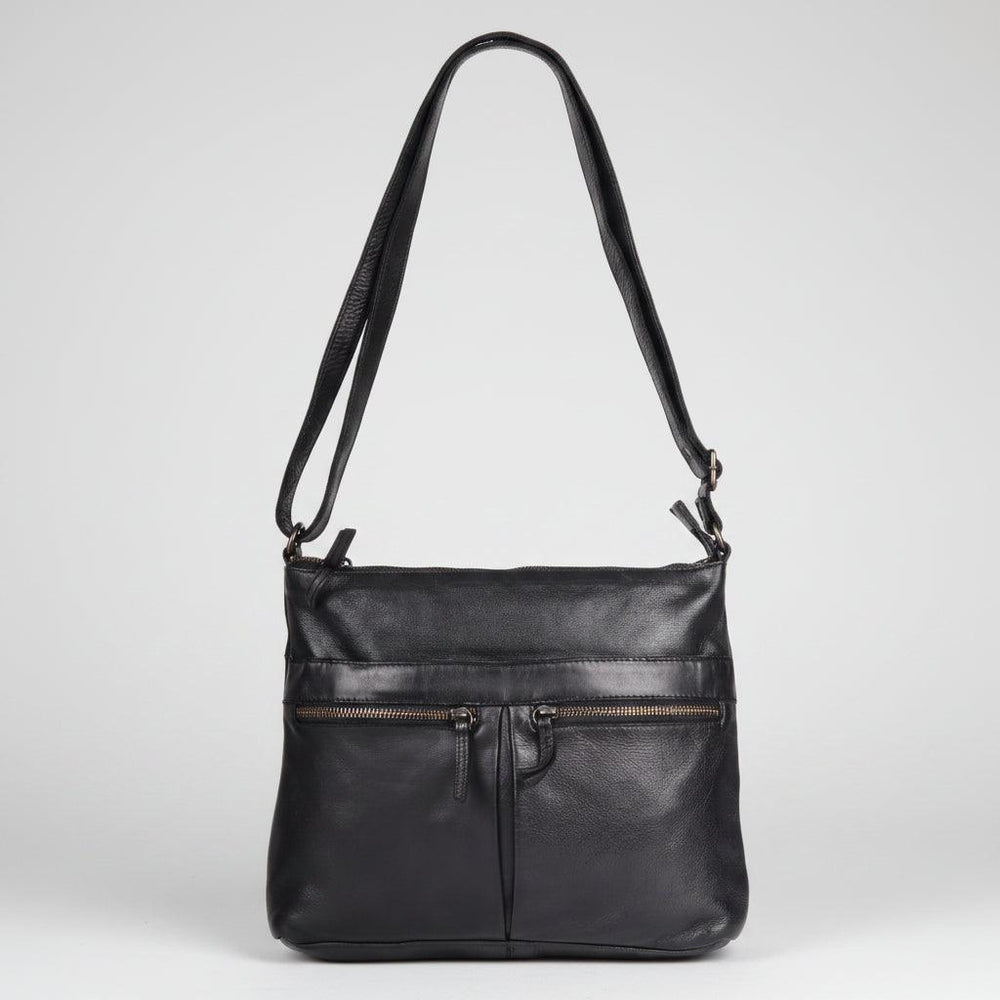Borsa a tracolla in pelle MET con doppie tasche con cerniera