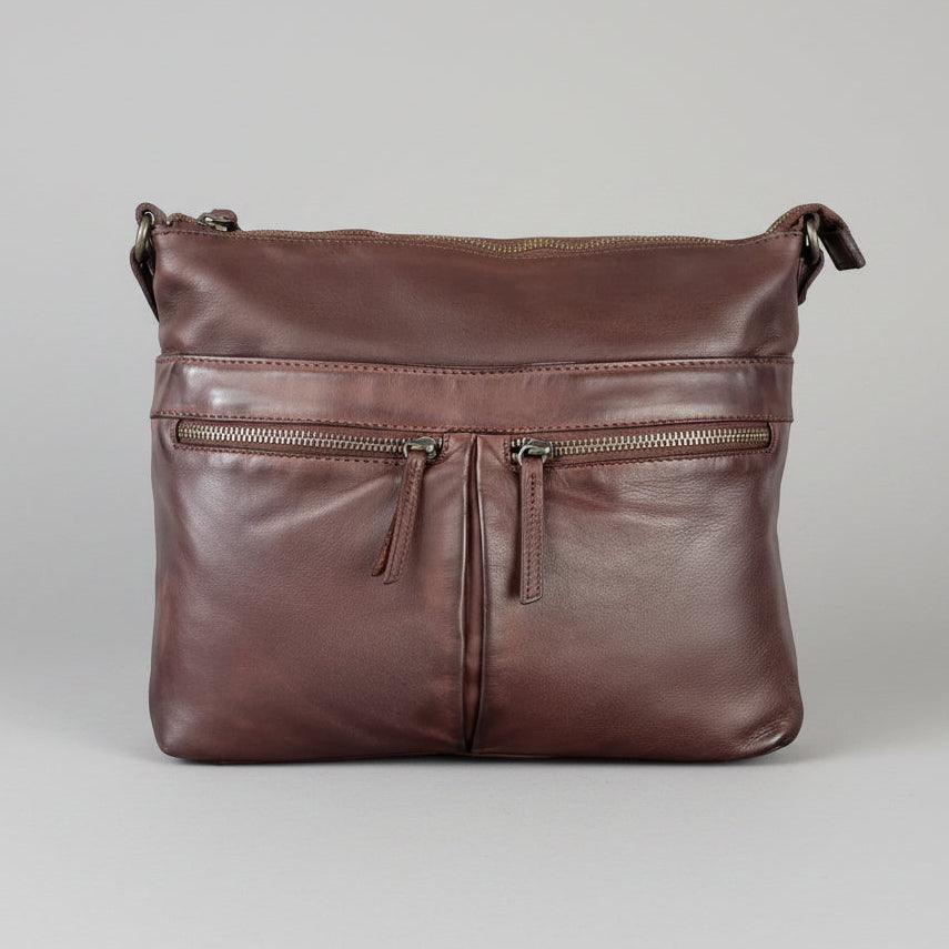 Borsa a tracolla in pelle MET con doppie tasche con cerniera