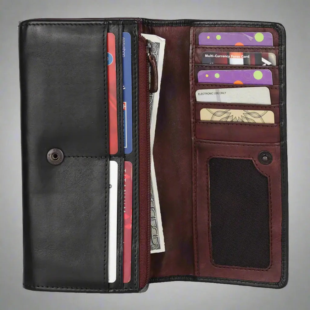 MET Women's Two Tone Leather Clutch Wallet EX-STOCK Canada