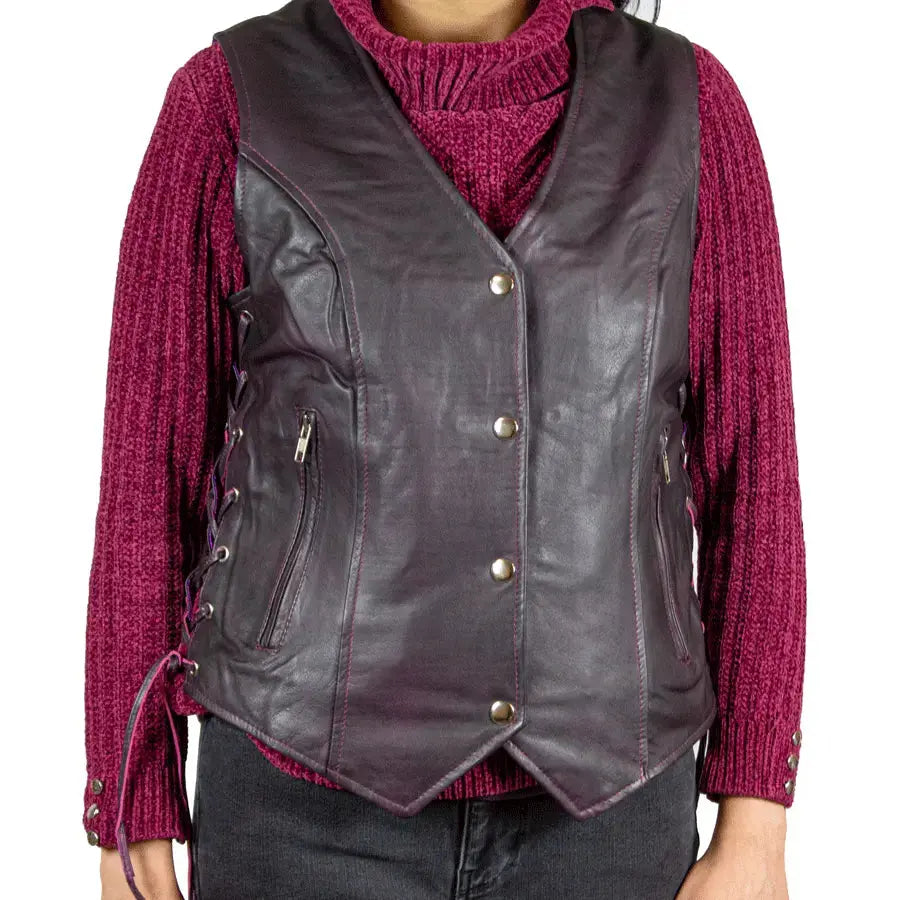 Open Road Women's Lace Side Leather Vest EX-STOCK Canada