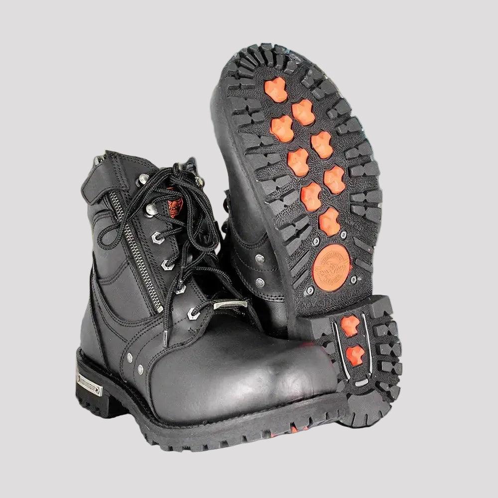 Milwaukee Leather Herren 6" Milwaukee Seitlicher Reißverschluss Schnürstiefel für Motorrad