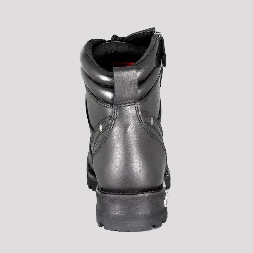 Milwaukee Leather Herren 6" Milwaukee Seitlicher Reißverschluss Schnürstiefel für Motorrad