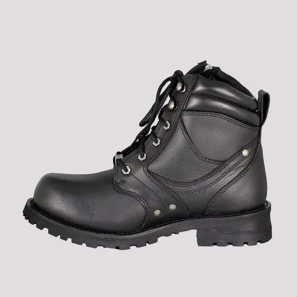 Milwaukee Leather Herren 6" Milwaukee Seitlicher Reißverschluss Schnürstiefel für Motorrad