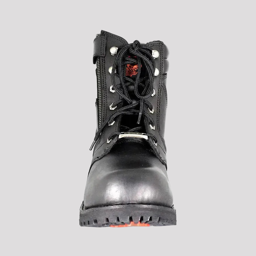 Milwaukee Leather Herren 6" Milwaukee Seitlicher Reißverschluss Schnürstiefel für Motorrad