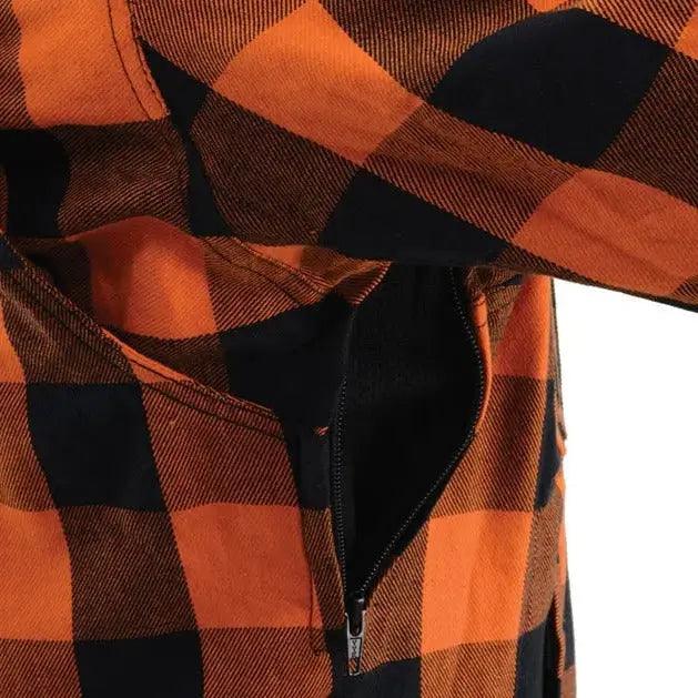 Camicia da Biker in Flanella Arancione e Nera per Uomo Milwaukee Leather con Fodera RinforzataEX-STOCK Canada