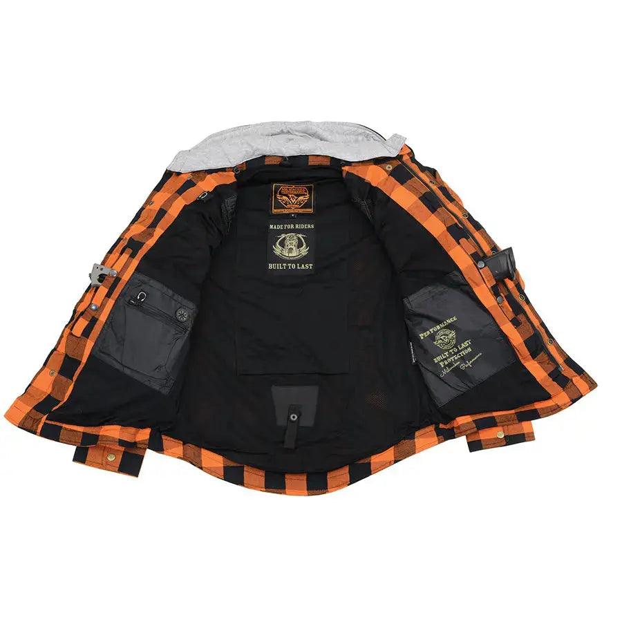 Camicia da Biker in Flanella Arancione e Nera per Uomo Milwaukee Leather con Fodera RinforzataEX-STOCK Canada