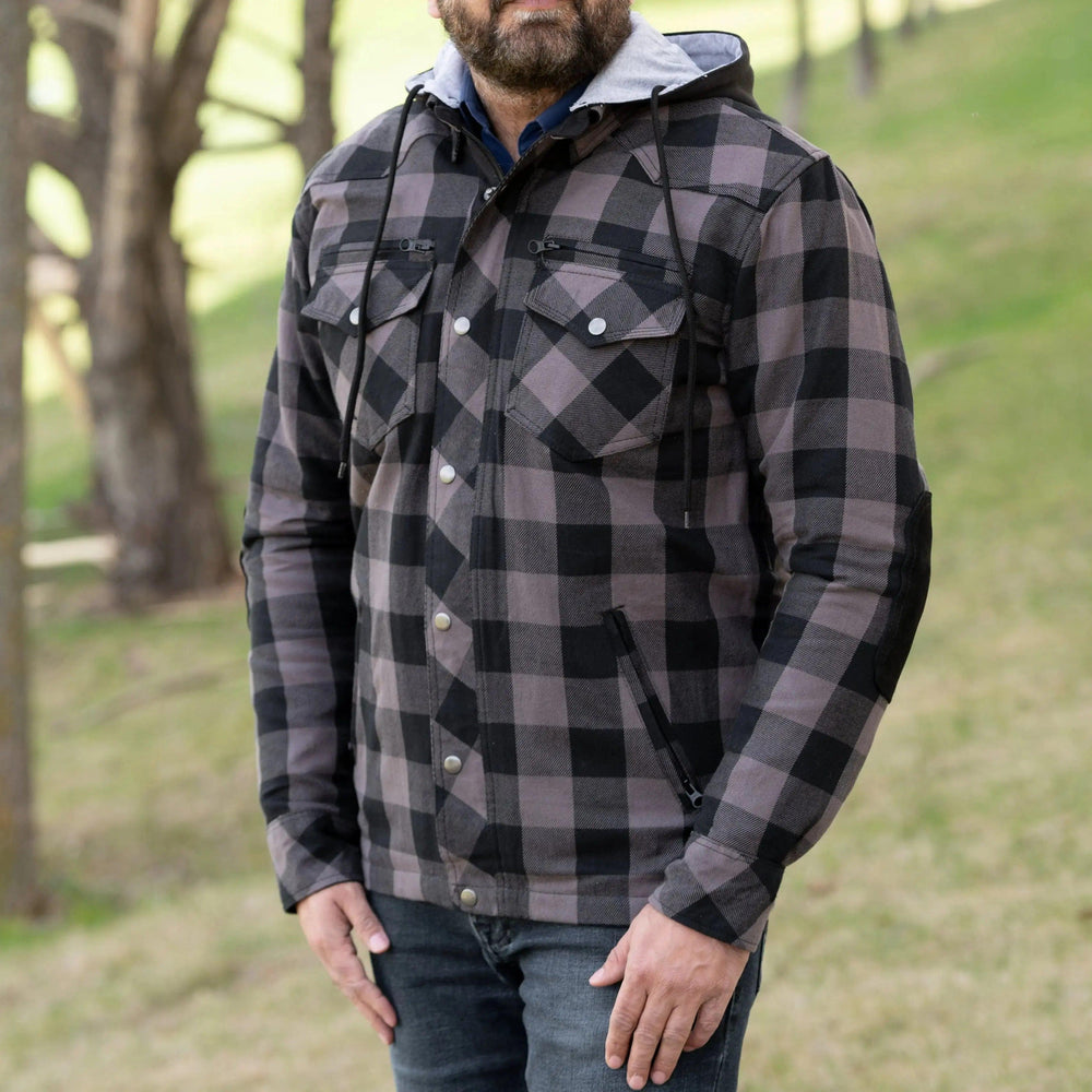 Men's Armored Flannel Biker Shirt with Extra Protection EX-STOCK Canada