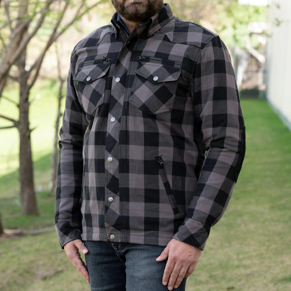 Men's Armored Flannel Biker Shirt with Extra Protection EX-STOCK Canada