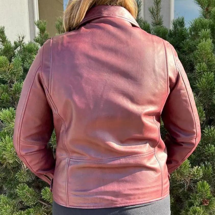 Damen-Lammleder-Bikerjacke mit Gürtel