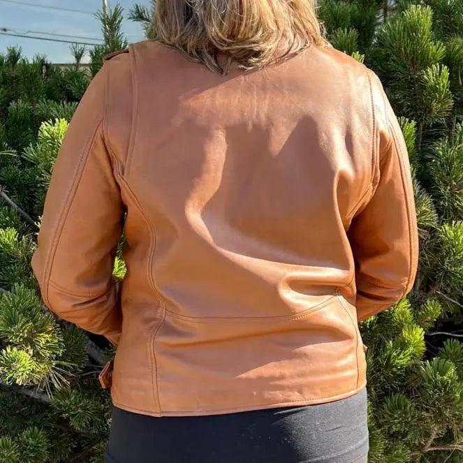 Damen-Lammleder-Bikerjacke mit Gürtel