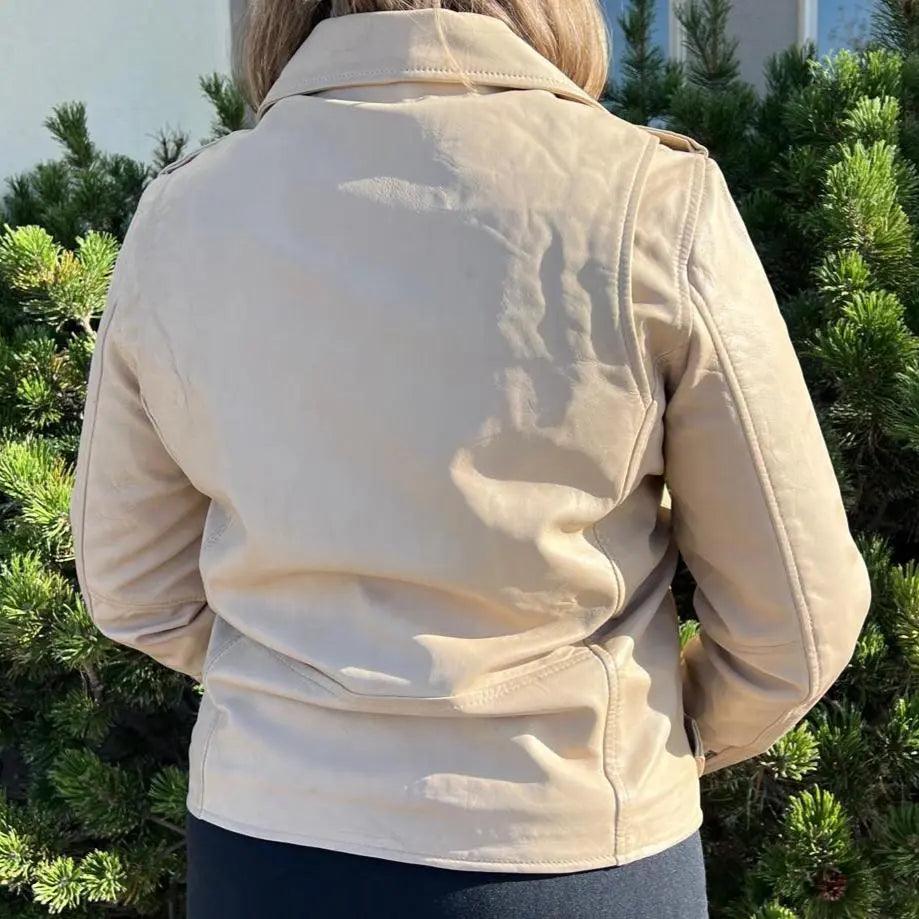 Damen-Lammleder-Bikerjacke mit Gürtel