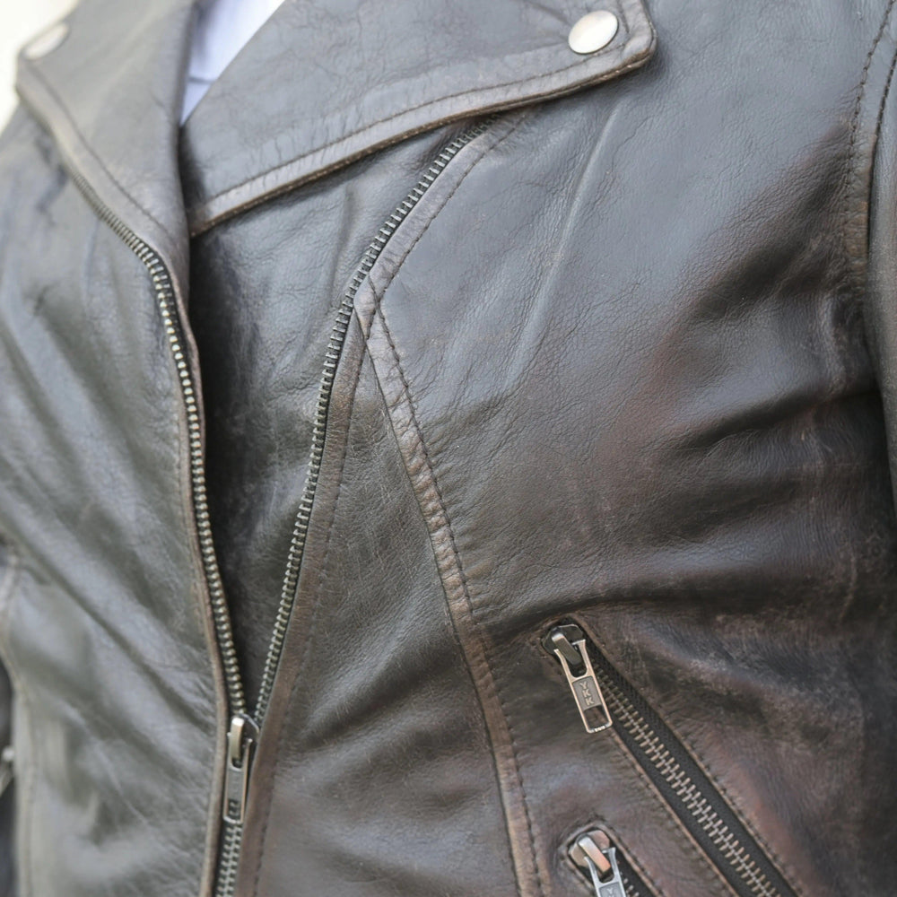 Women's Biker Look Rub-Off Leather Jacket EX-STOCK Canada