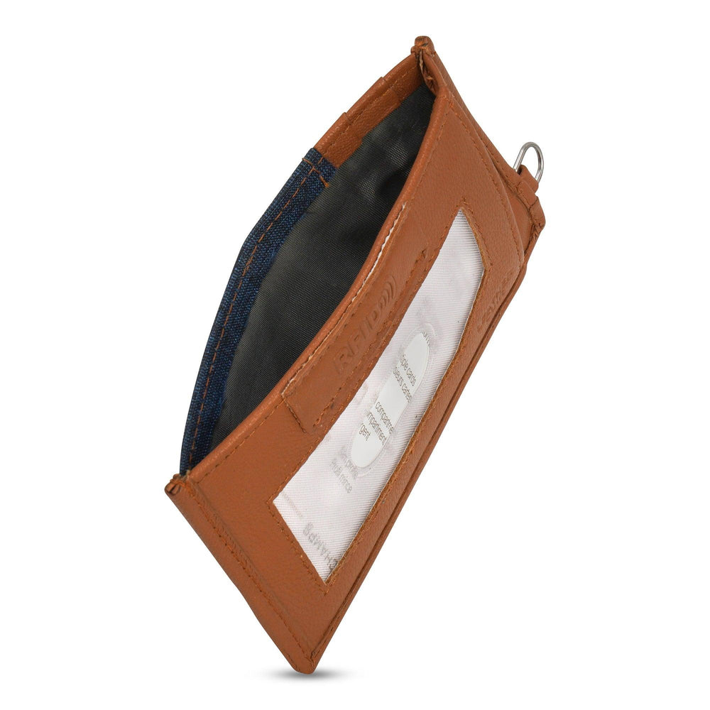 Porte-cartes slim en denim / cuirEX-STOCK Canada