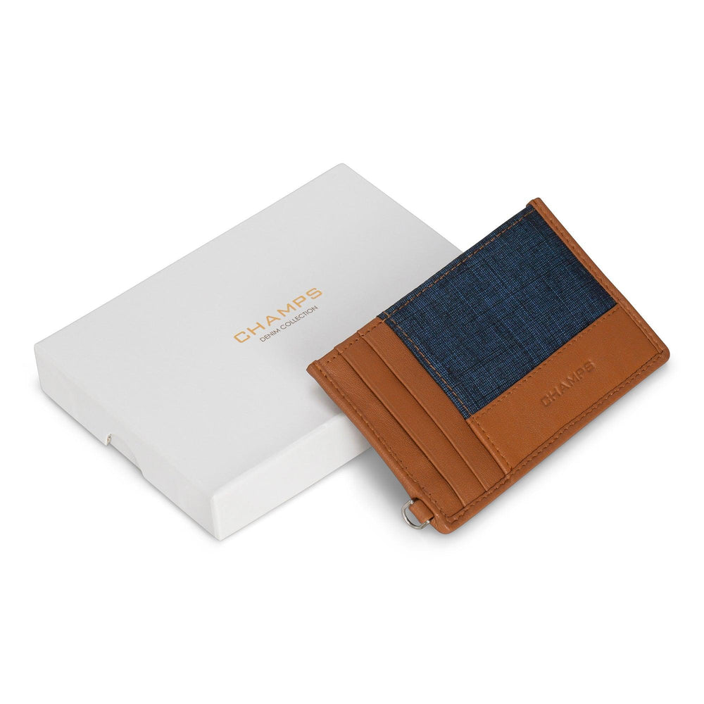 Porte-cartes slim en denim / cuirEX-STOCK Canada
