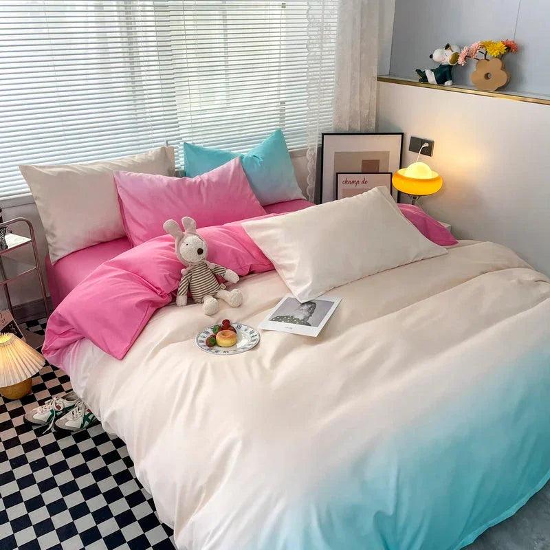 Macaron Washed Cotton Brushed Gradient Duvet Cover EX-STOCK Canada