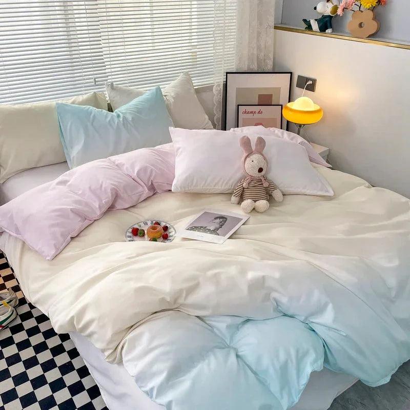 Macaron Washed Cotton Brushed Gradient Duvet Cover EX-STOCK Canada