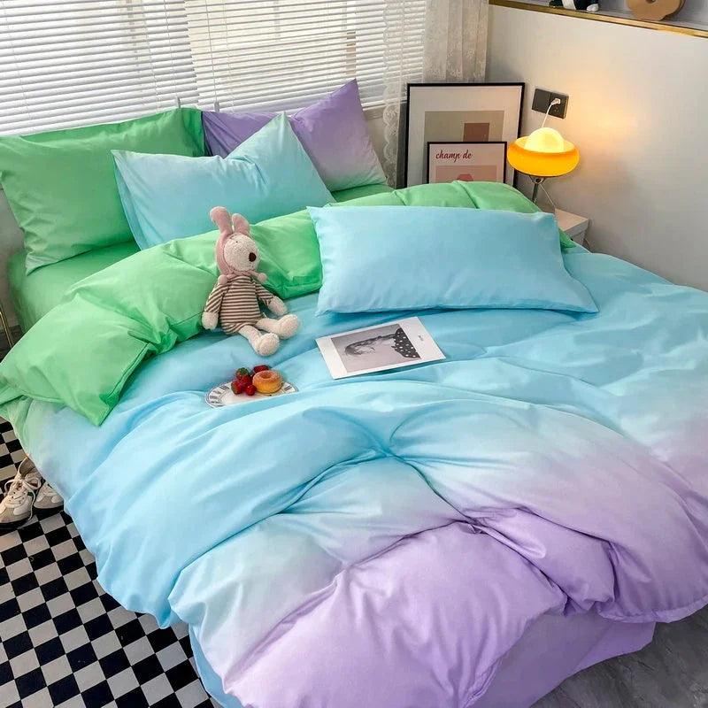 Macaron Washed Cotton Brushed Gradient Duvet Cover EX-STOCK Canada