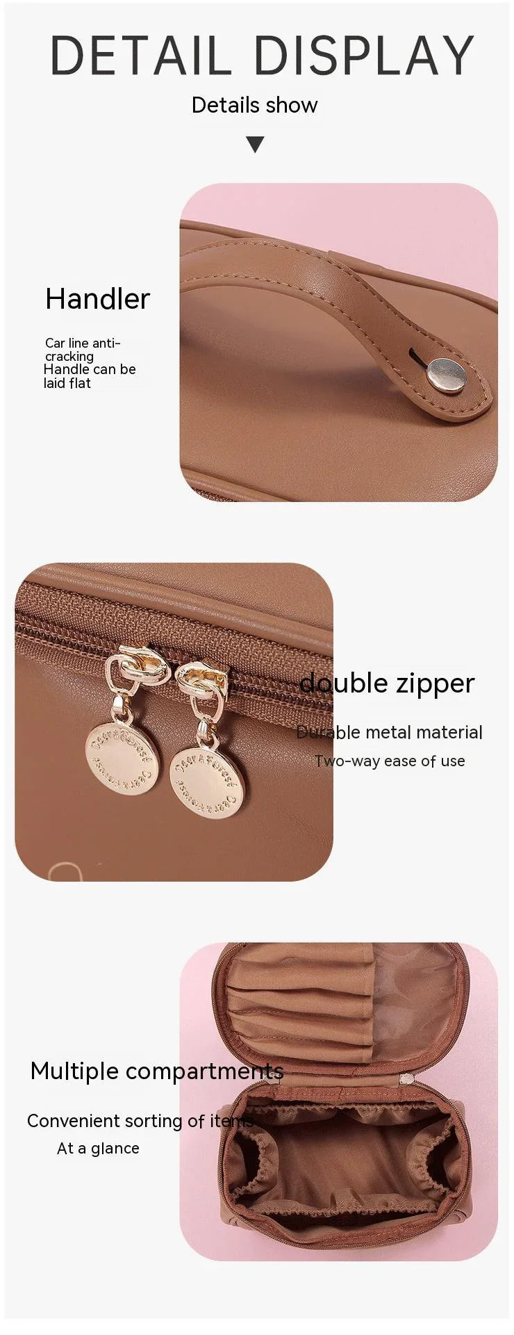 Bolsa de aseo de viaje portátil de gran capacidad para maquillajeEX-STOCK Canada