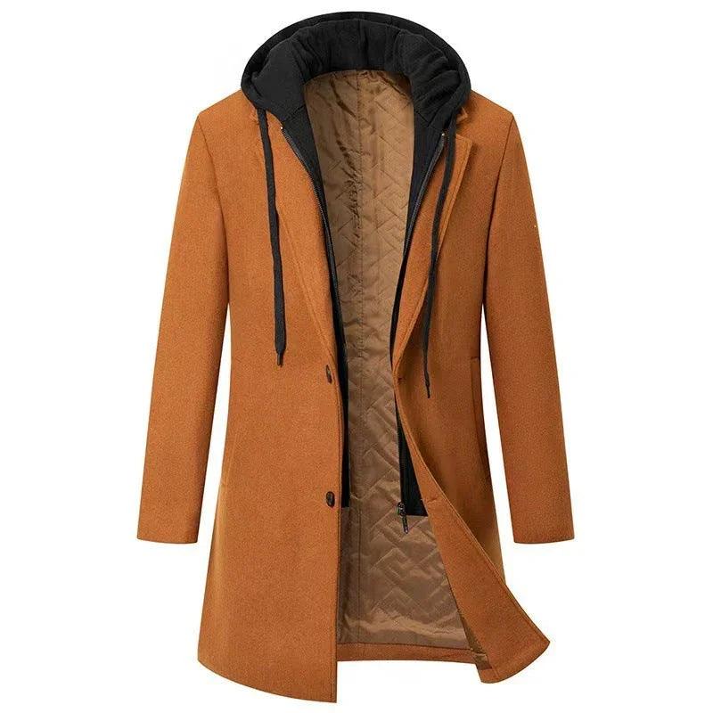 Men's Casual Woolen Coat Mid-length Detachable Hat Jacket EX-STOCK Canada