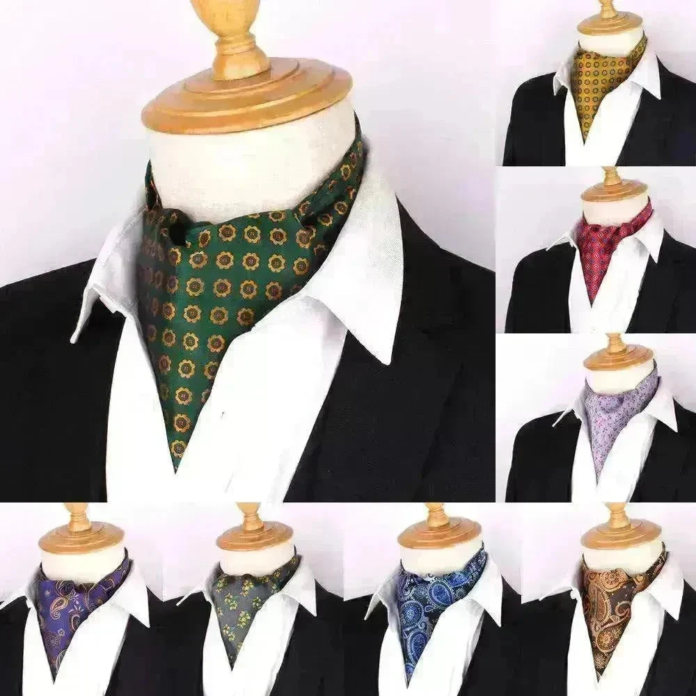 Men's Elegant Silk Scarf Floral Collar Mouth Napkin - EX-STOCK CANADA