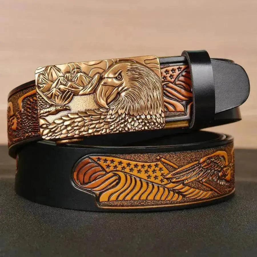 Ceinture de mode pour hommes avec embossage d'ailes d'aigle - EX-STOCK Canada