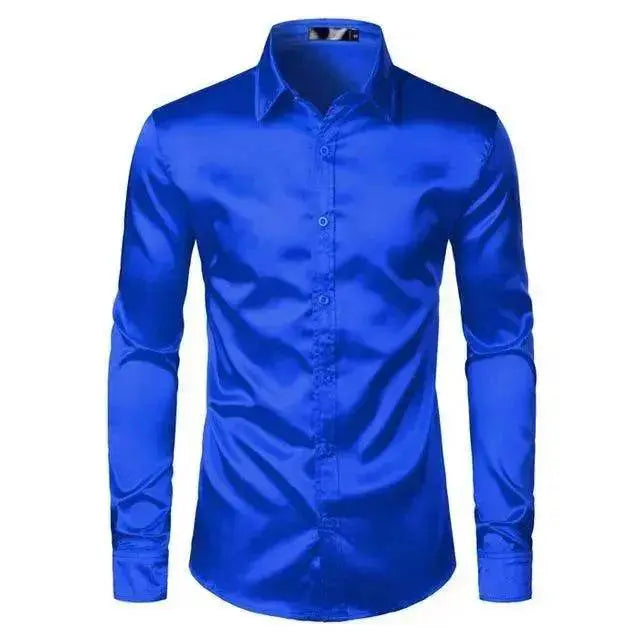 Men's Fashionable Satin Polyvinyl Alcohol Fiber Shirt - EX-STOCK Canada