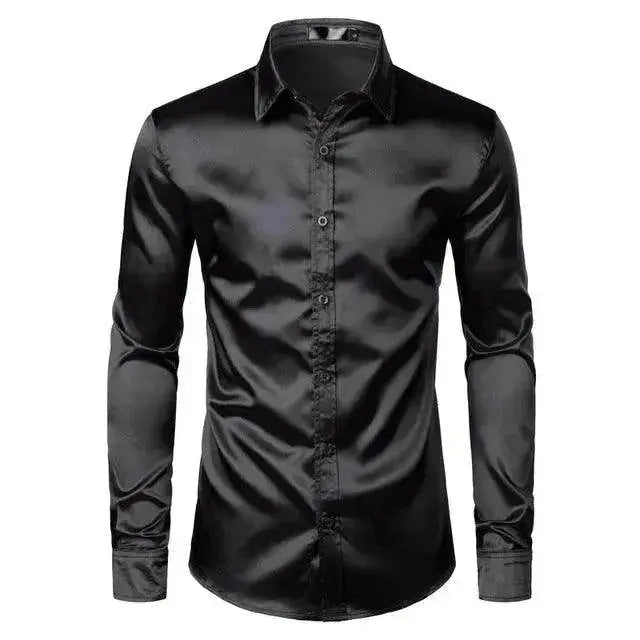 Men's Fashionable Satin Polyvinyl Alcohol Fiber Shirt - EX-STOCK Canada