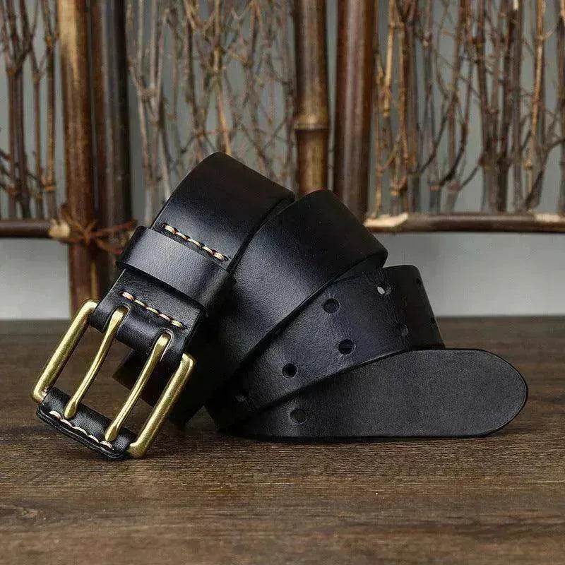 Men's First Layer Cowhide Vintage Brass Buckle Belt - EX-STOCK Canada