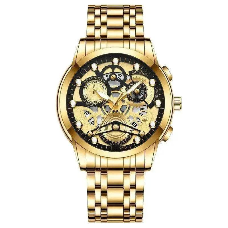Men’s Hollow Dial Quartz Business Watch, Luxury Skeleton Style Dress Watch | EX-STOCK Canada