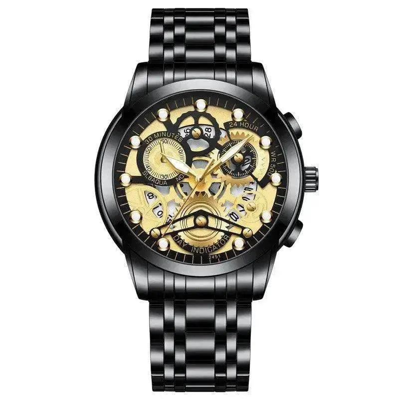 Men’s Hollow Dial Quartz Business Watch, Luxury Skeleton Style Dress Watch | EX-STOCK Canada