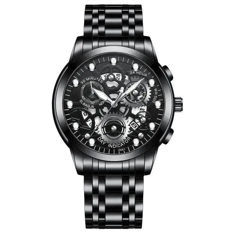 Men’s Hollow Dial Quartz Business Watch, Luxury Skeleton Style Dress Watch | EX-STOCK Canada