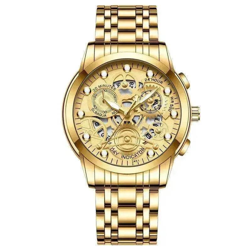 Men’s Hollow Dial Quartz Business Watch, Luxury Skeleton Style Dress Watch | EX-STOCK Canada