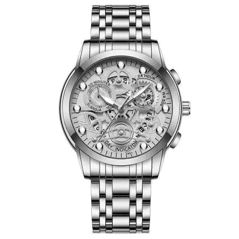Men’s Hollow Dial Quartz Business Watch, Luxury Skeleton Style Dress Watch | EX-STOCK Canada
