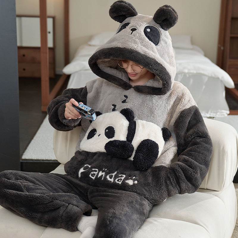 Men's Pajamas Autumn And Winter Coral Fleece Thickened With Flannel Cartoon Home Wear EX-STOCK CANADA